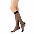Chaussettes hautes 39-42 en maille textile noire transparente à bouts renforcés