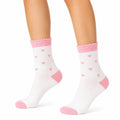 Chaussettes 39-42 en maille blanche et rose à cœurs style côtelé
