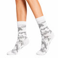 Chaussettes mi-mollet 43-46 en maille blanche et grise motif camouflage style décontracté