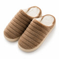 Chaussons 36/37 en textile peluche marron et blanc pour intérieur style mule