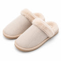 Chaussons d'intérieur 42/43 en textile beige à bordure effet fourrure