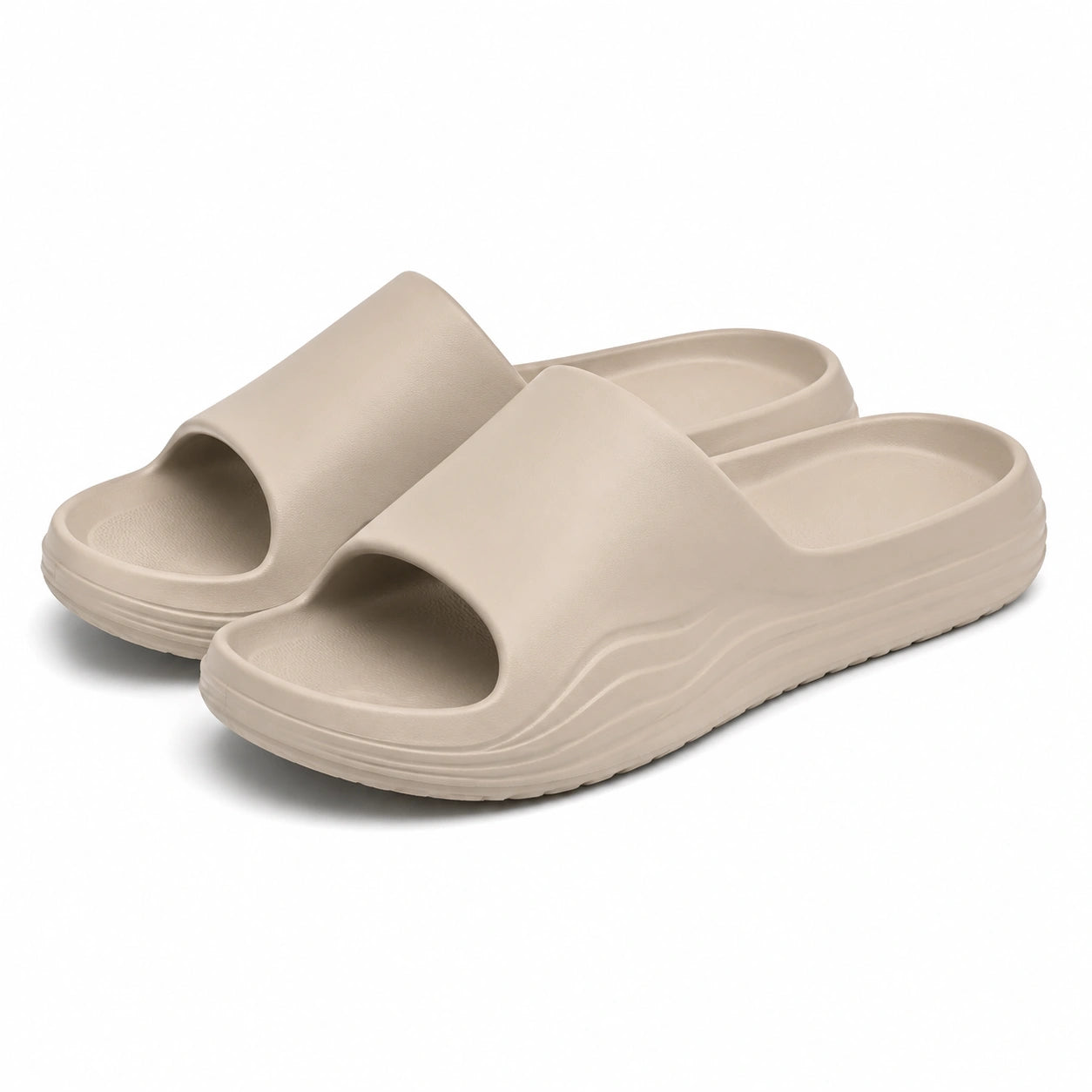 Claquettes 38/39 en mousse synthétique beige à semelle épaisse antidérapante