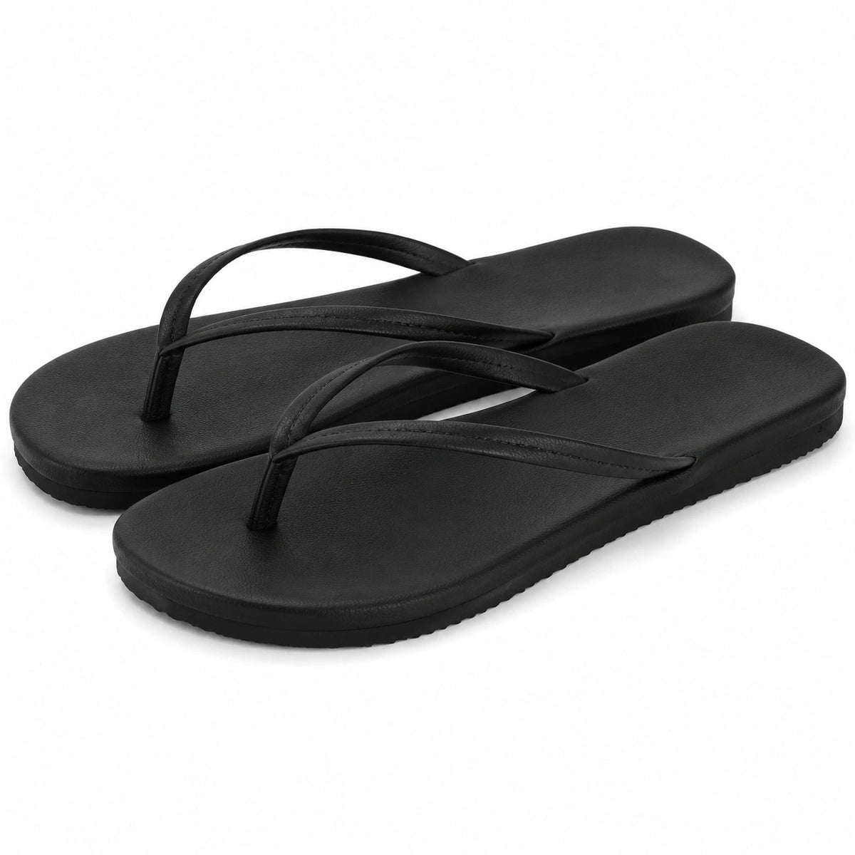 Tongs femme taille 36/37 noires en matière synthétique à semelle plate