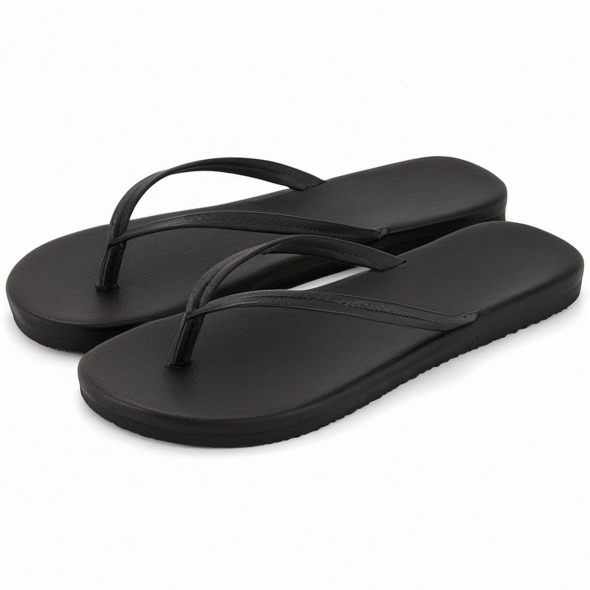 Tongs femme taille 36/37 noires en matière synthétique à semelle plate