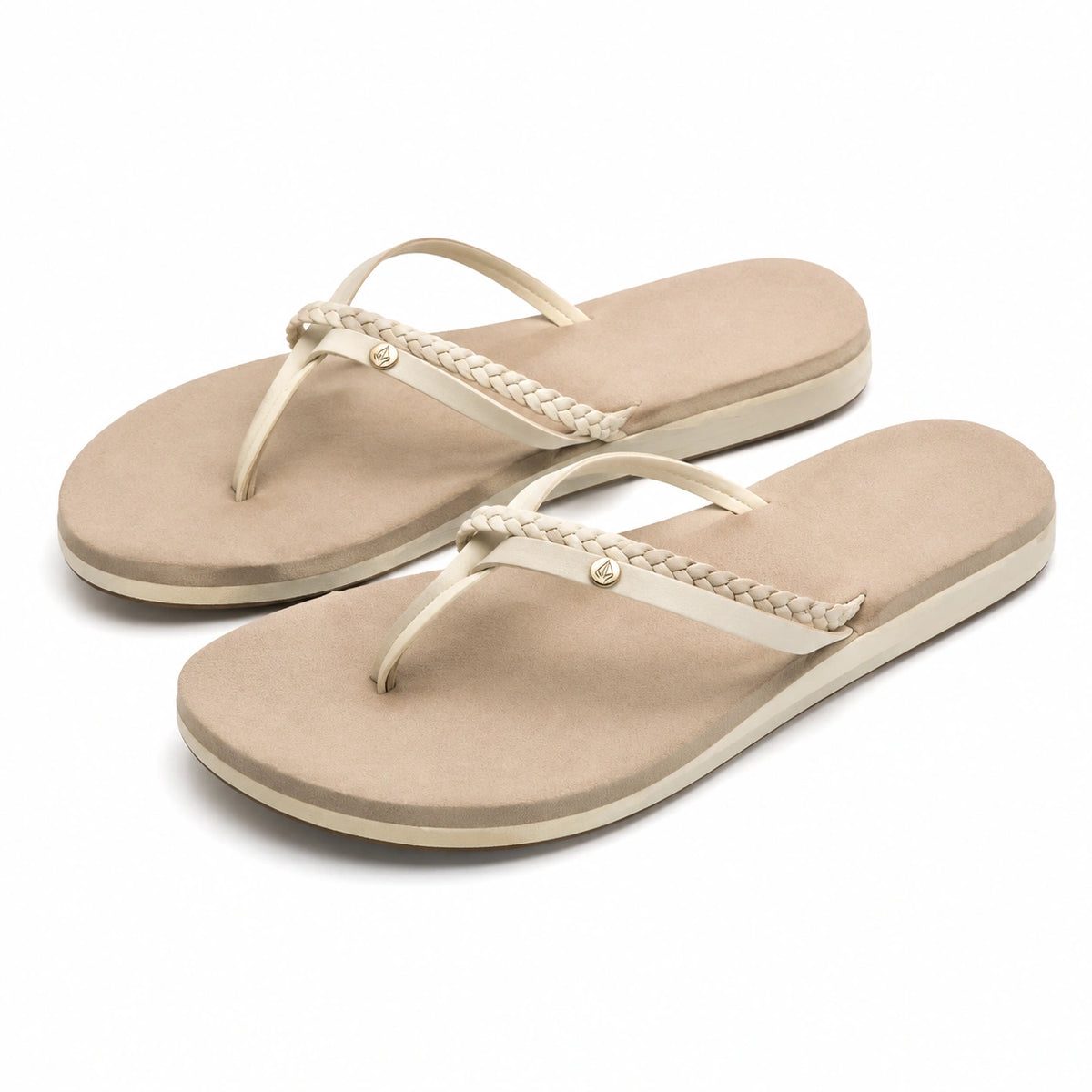 Tongs femme taille 42/43 beige brides synthétiques tressées style décontracté